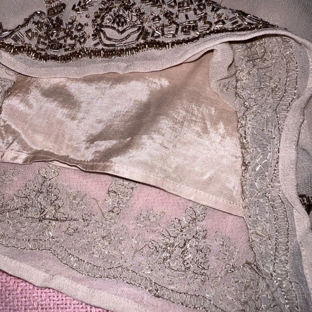 Maeve Anthropologie Beaded Embroidered Shorts Pink Champagne Boho XS - Picture 6 of 10